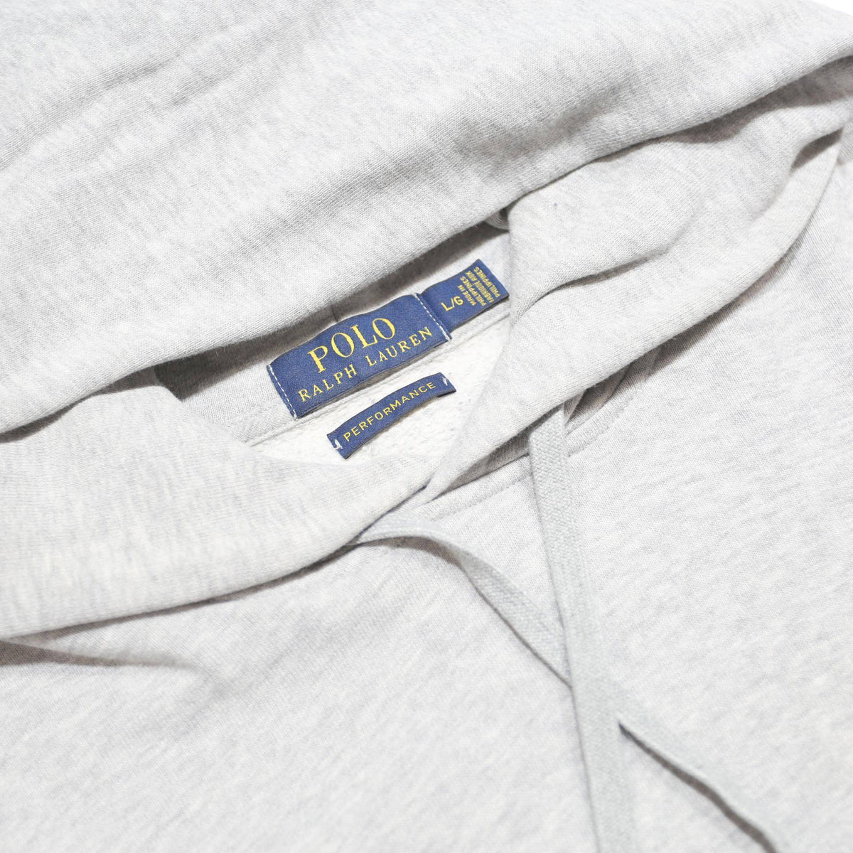 POLO RALPH LAUREN Mens Grey Hoodie L Cotton Blend Pullover Drawstring Hood