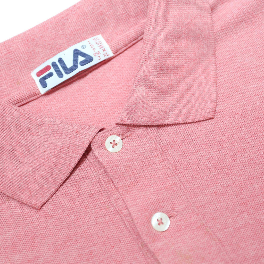 FILA Mens Pink Short Sleeve Plain Polo Shirt M Cotton Blend Classic