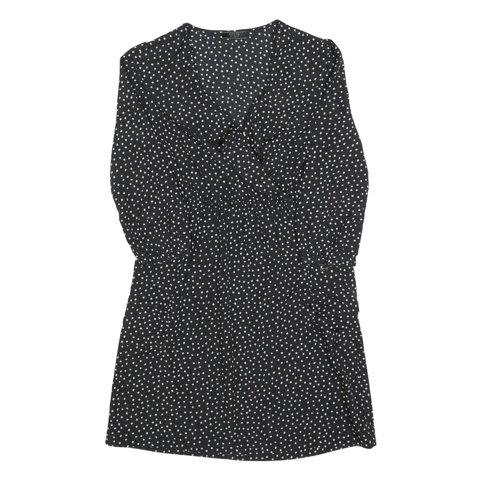 GUESS Womens Black Polyester Day Dress Polka Dot Long Sleeve Mini Size M