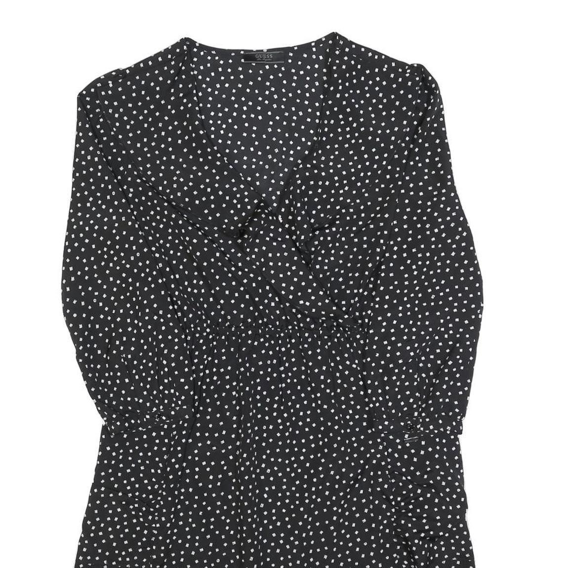 GUESS Womens Black Polyester Day Dress Polka Dot Long Sleeve Mini Size M