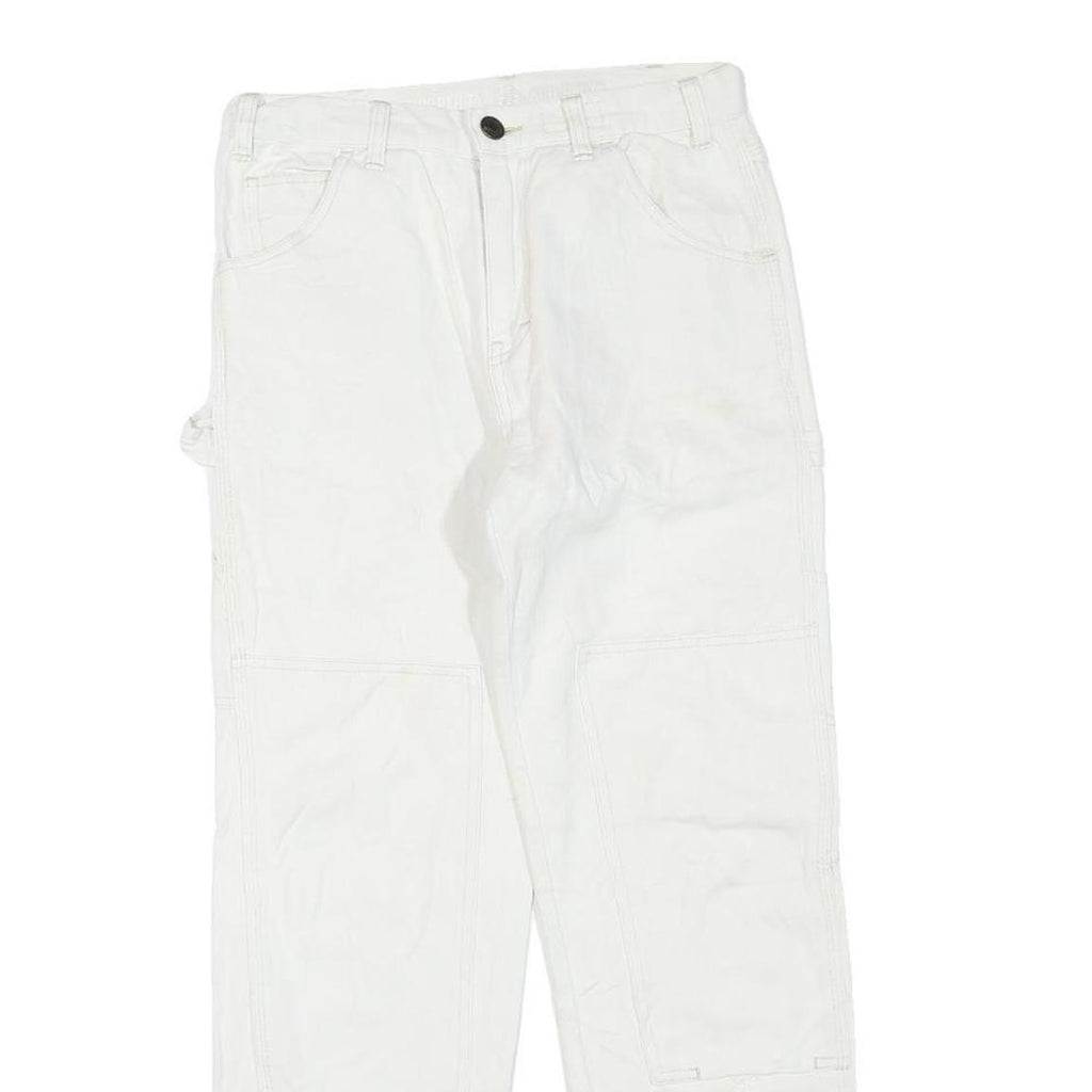 DICKIES Mens White Cotton Blend Regular Fit Straight Leg Trousers W28 L28