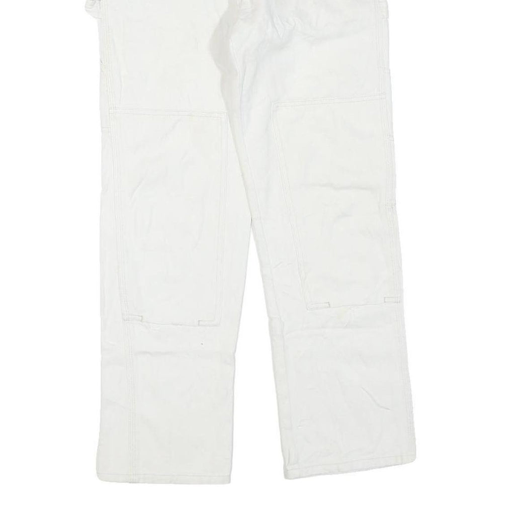 DICKIES Mens White Cotton Blend Regular Fit Straight Leg Trousers W28 L28