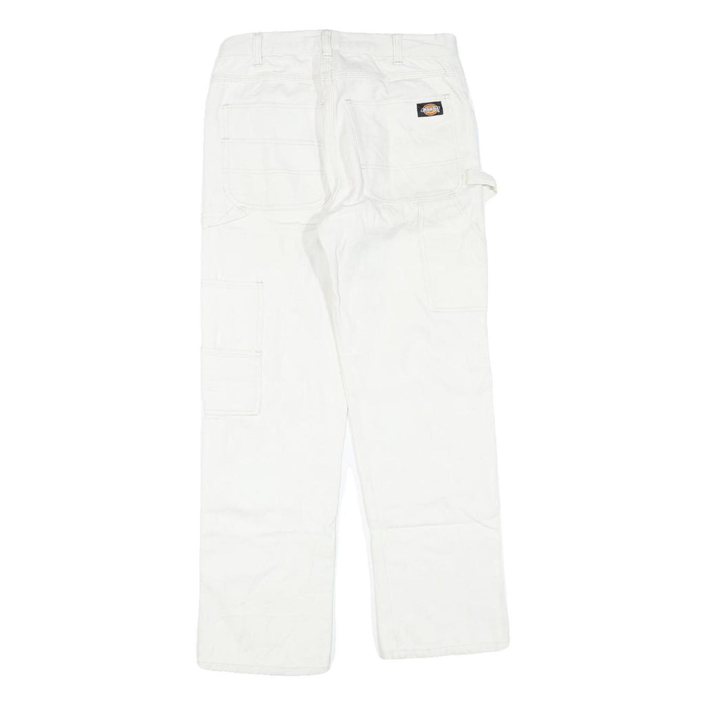 DICKIES Mens White Cotton Blend Regular Fit Straight Leg Trousers W28 L28