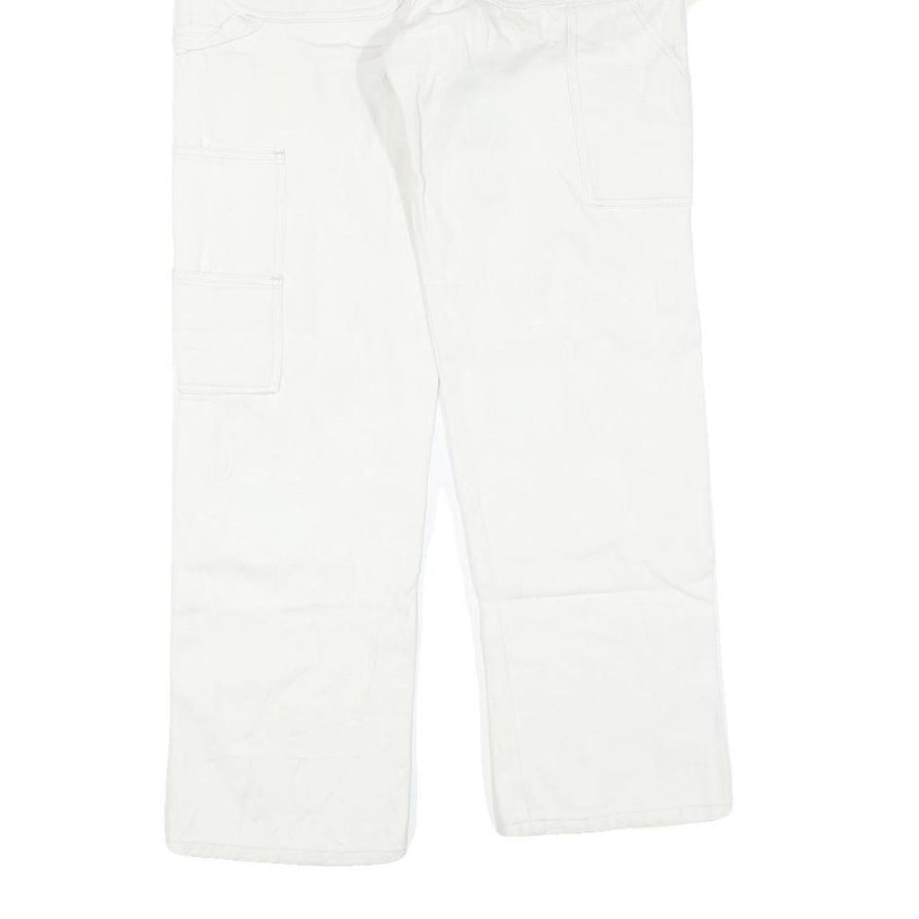 DICKIES Mens White Cotton Blend Regular Fit Straight Leg Trousers W28 L28