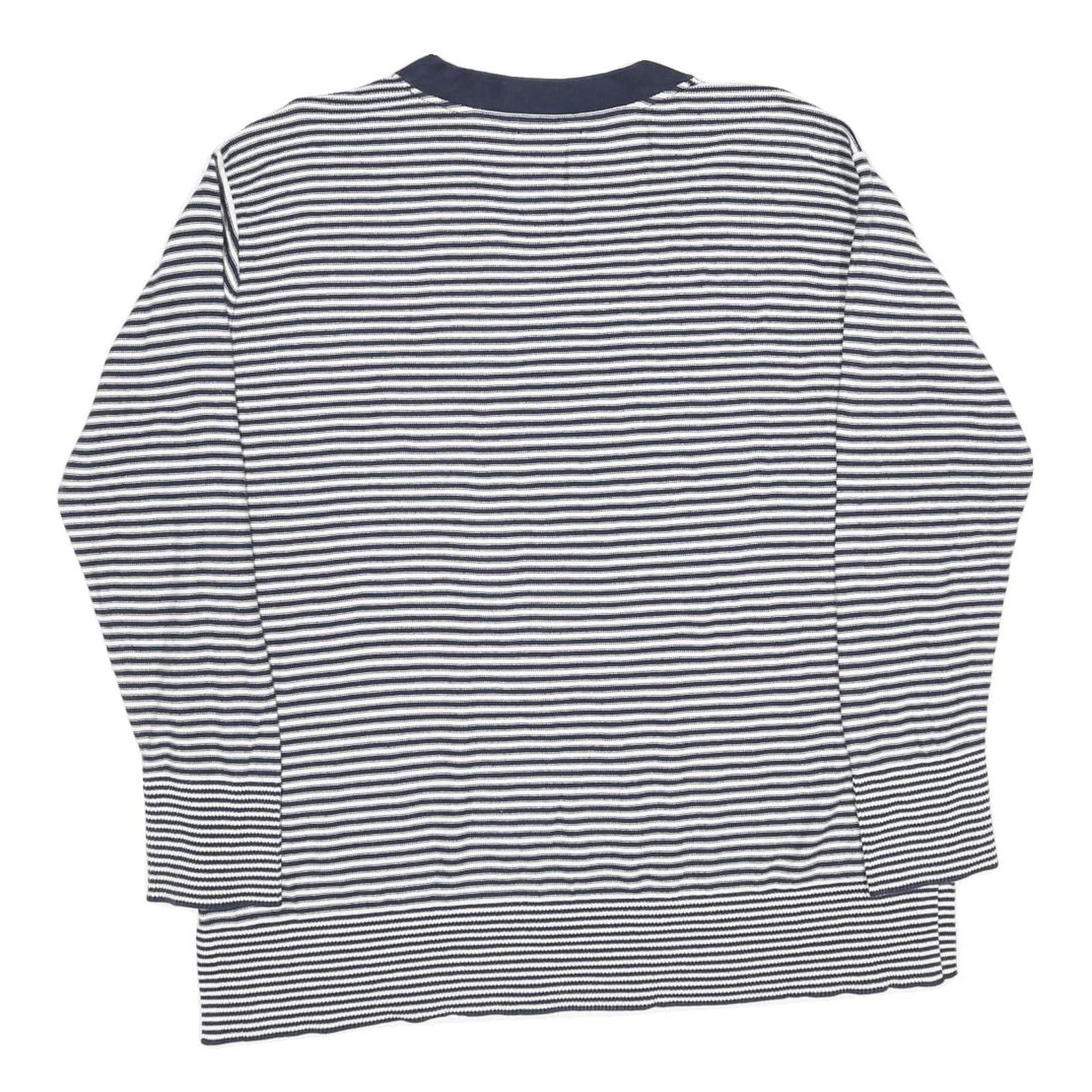 TOMMY HILFIGER Womens Navy & White Patterned Jumper V-Neck Basic Knit XL Striped