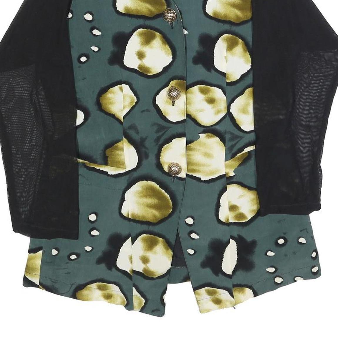 WEIDER Womens Green & Yellow Printed Top Long Sleeve Round Neck S Stylish