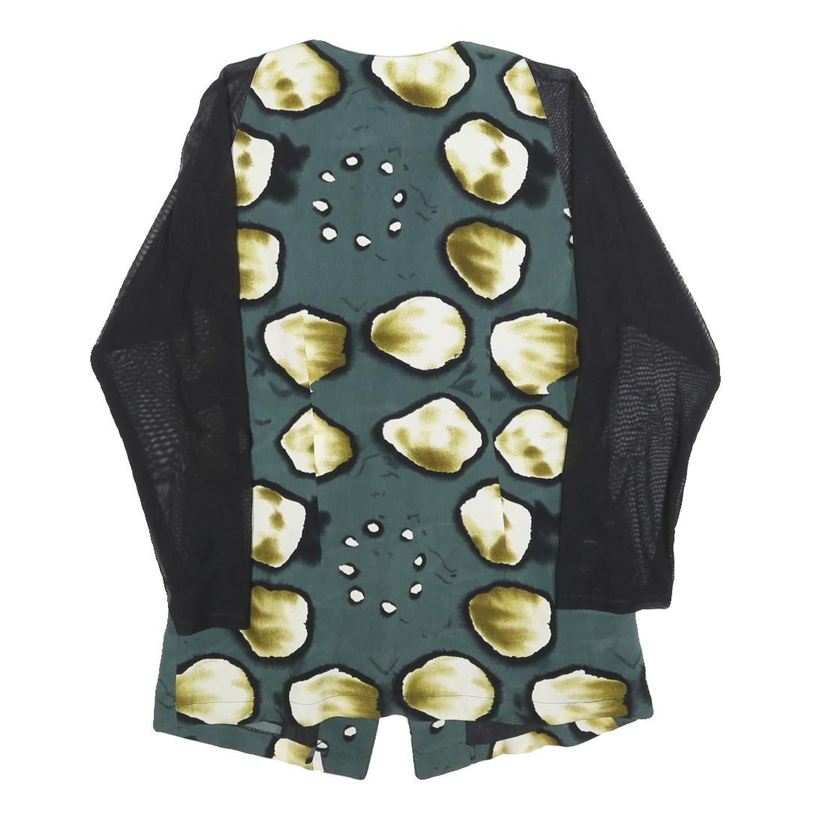 WEIDER Womens Green & Yellow Printed Top Long Sleeve Round Neck S Stylish