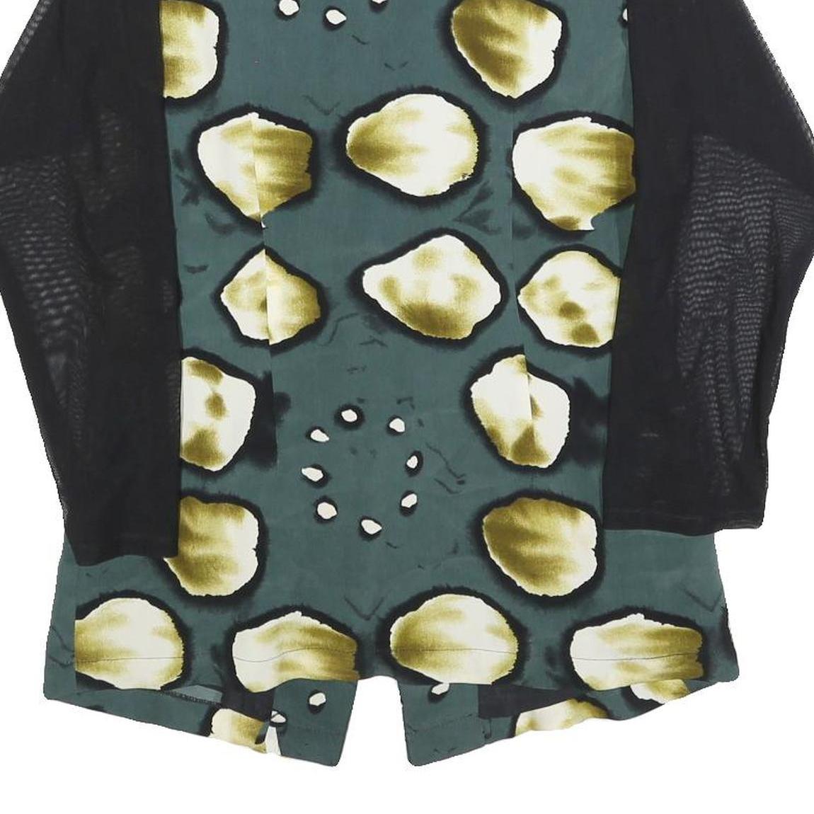 WEIDER Womens Green & Yellow Printed Top Long Sleeve Round Neck S Stylish