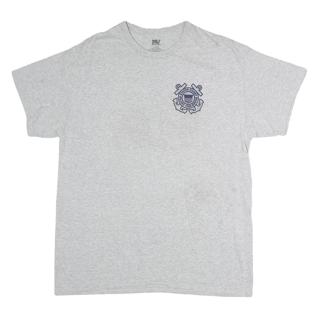 MV SPORT Mens Grey Cotton Graphic T-Shirt L Short Sleeve Crew Neck Coast Guard
