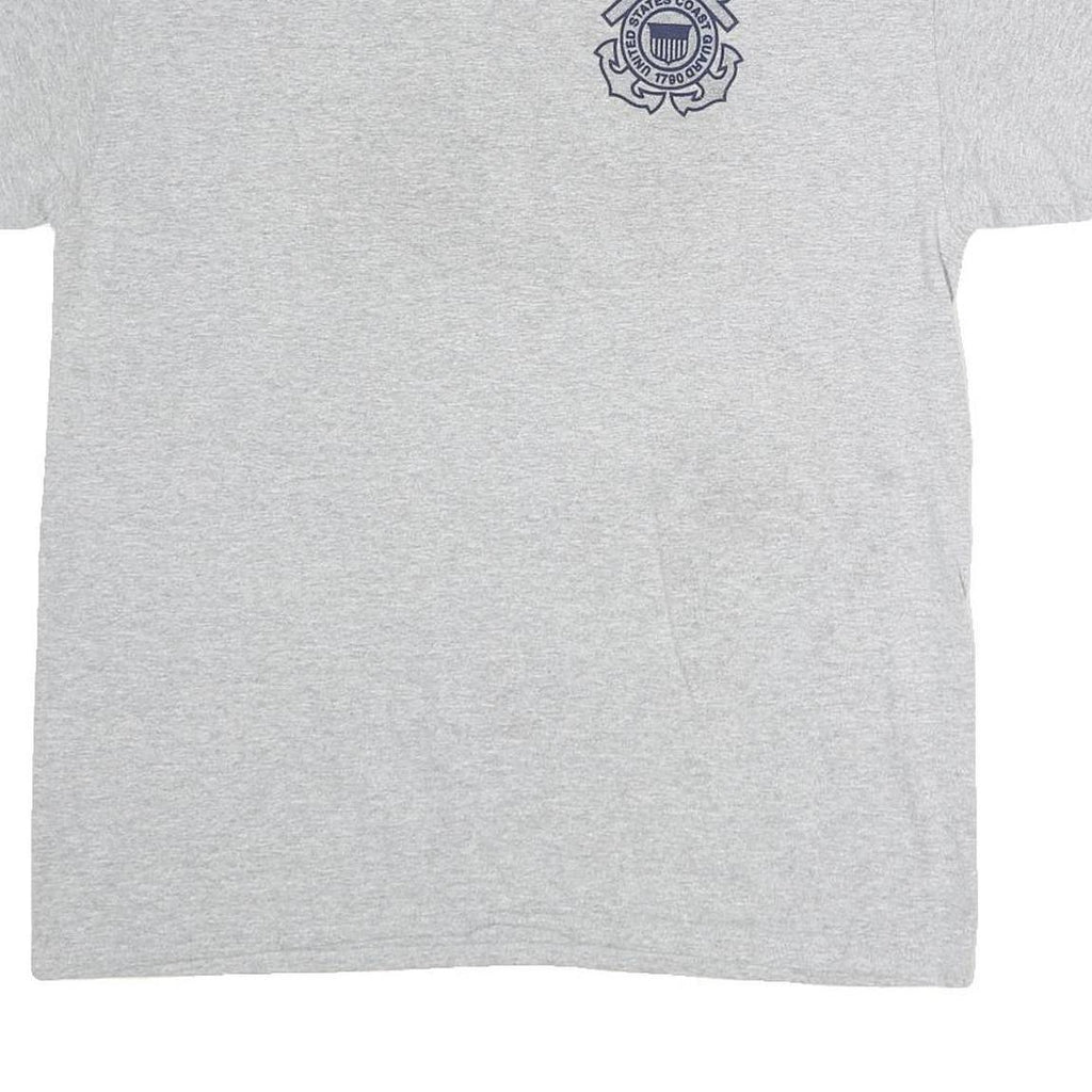 MV SPORT Mens Grey Cotton Graphic T-Shirt L Short Sleeve Crew Neck Coast Guard