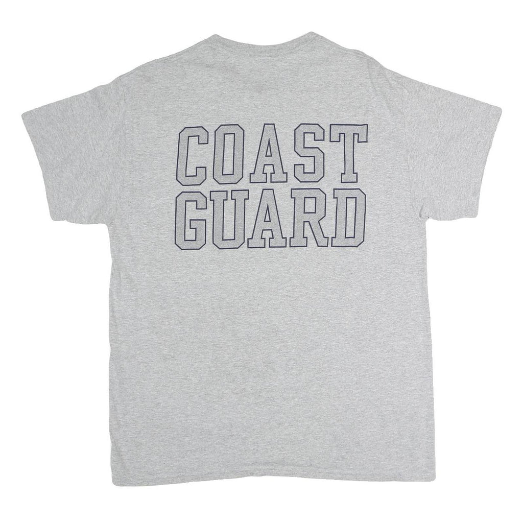 MV SPORT Mens Grey Cotton Graphic T-Shirt L Short Sleeve Crew Neck Coast Guard