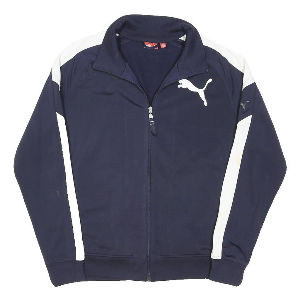 PUMA Mens Navy Blue & White Casual Zip Jacket M Polyester Blend Plain Sportswear