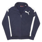PUMA Mens Navy Blue & White Casual Zip Jacket M Polyester Blend Plain Sportswear