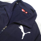 PUMA Mens Navy Blue & White Casual Zip Jacket M Polyester Blend Plain Sportswear