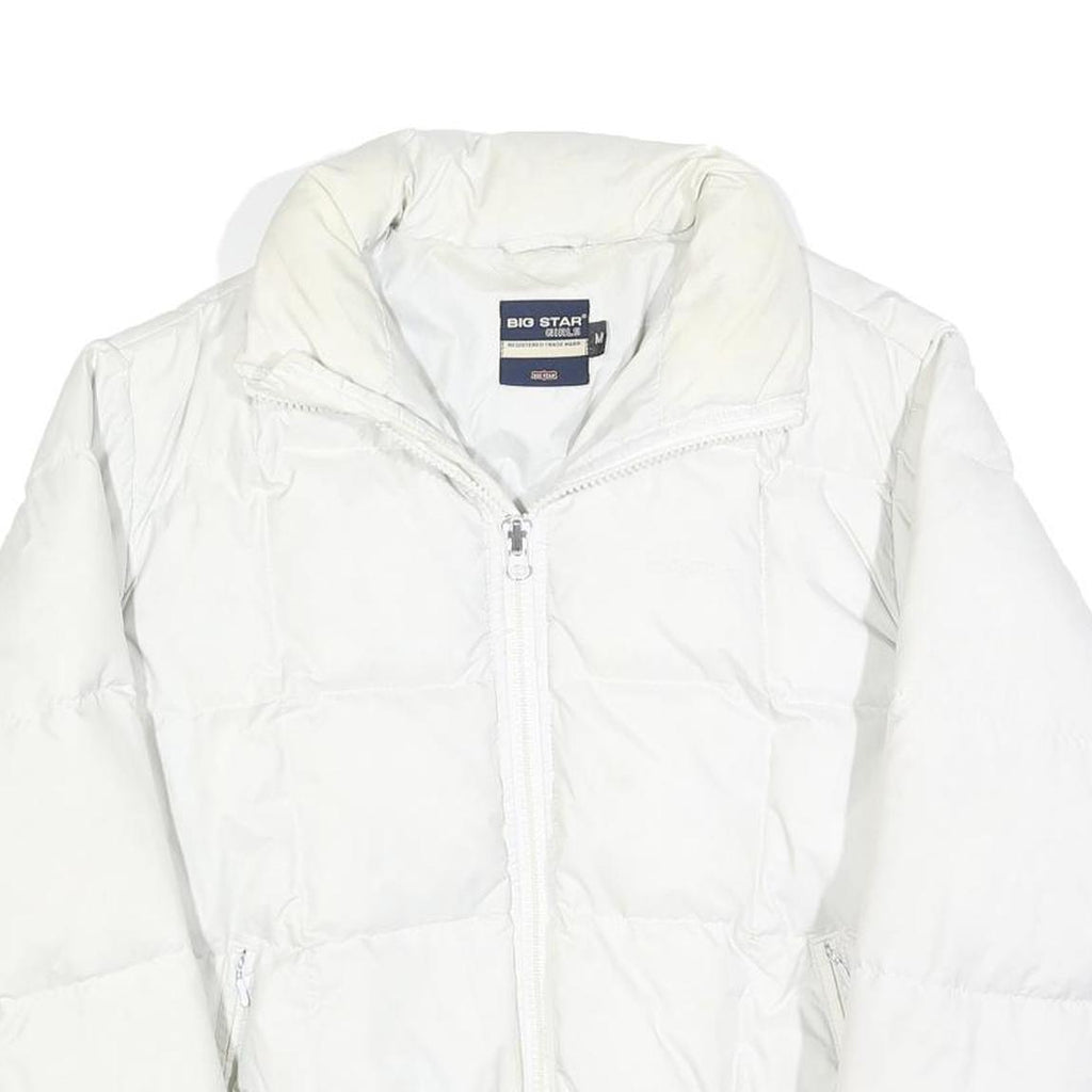 BIG STAR Womens White Puff Jacket M Polyester Blend Puffer Zip Casual