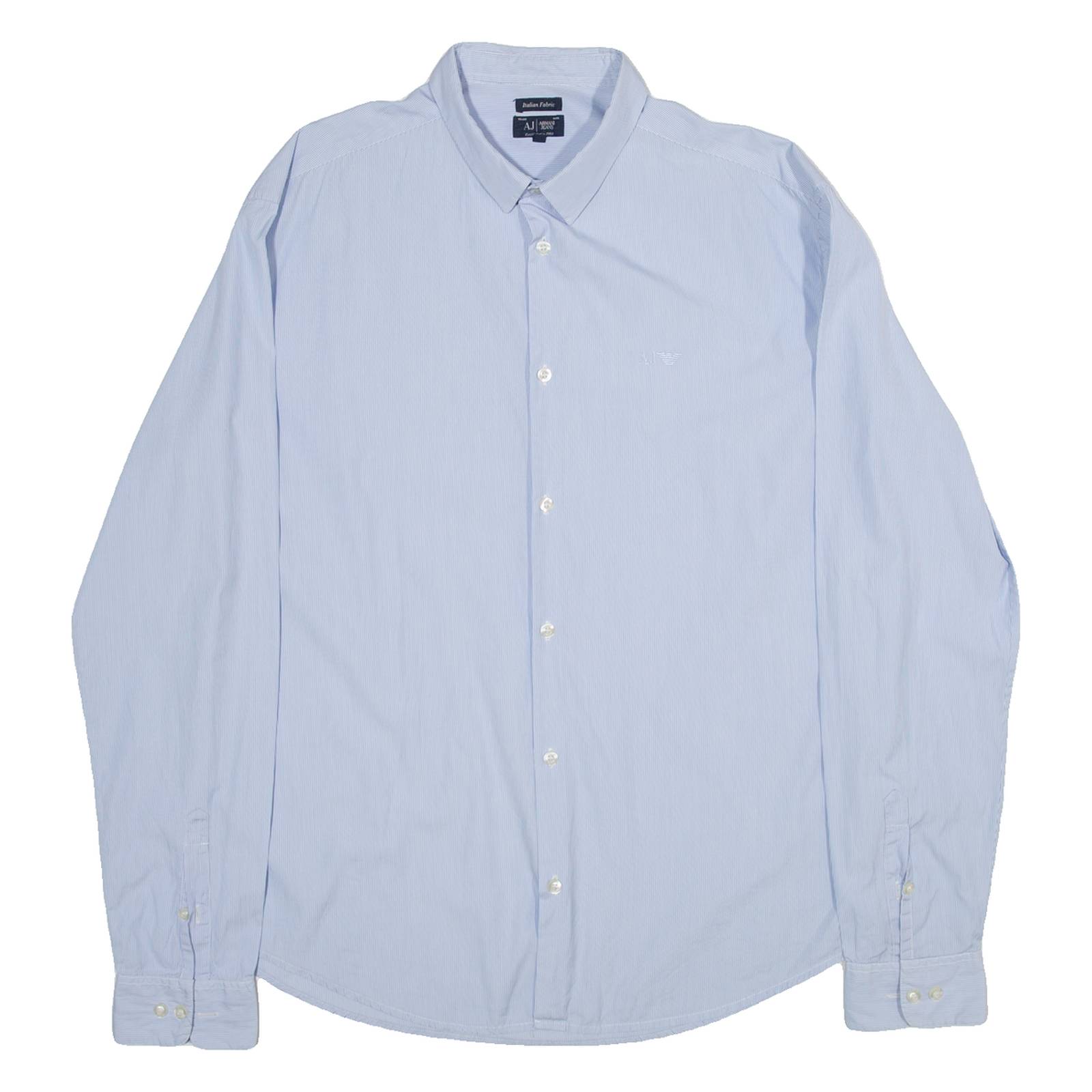 ARMANI JEANS Mens Shirt Blue Striped Long Sleeve 3XL