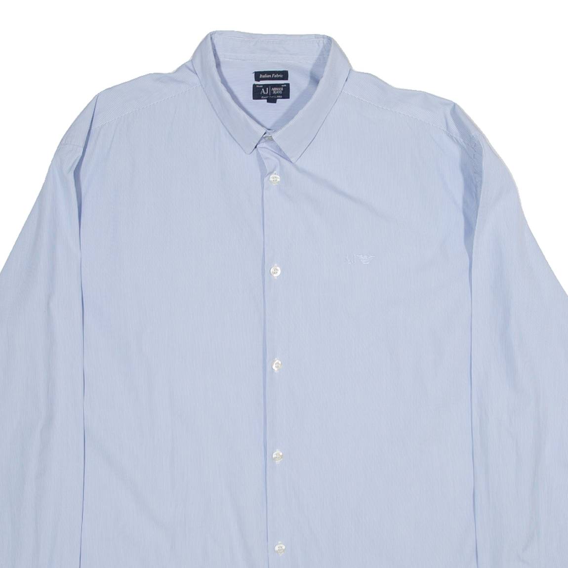 ARMANI JEANS Mens Shirt Blue Striped Long Sleeve 3XL