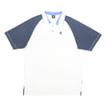 NIKE Court Mens White & Navy Polo Shirt XL Cotton Blend Basic Short Sleeve