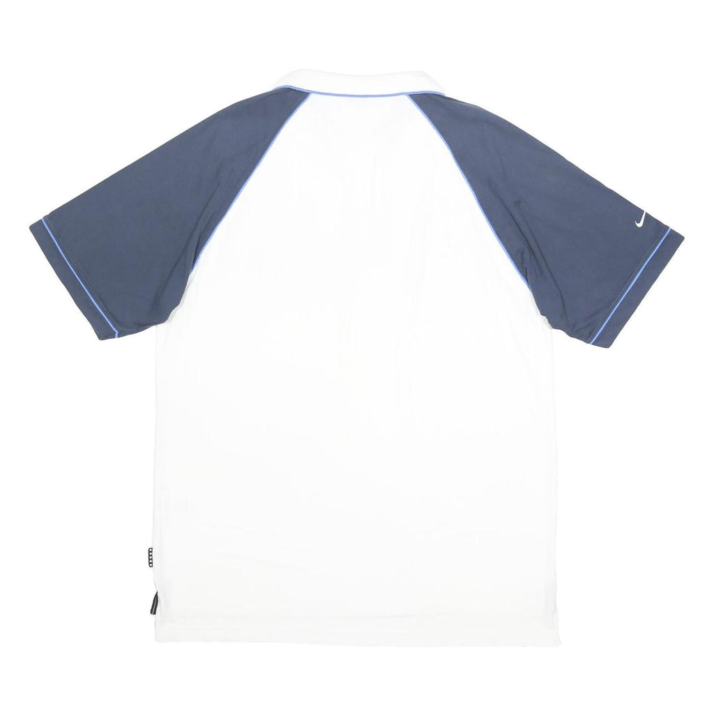 NIKE Court Mens White & Navy Polo Shirt XL Cotton Blend Basic Short Sleeve