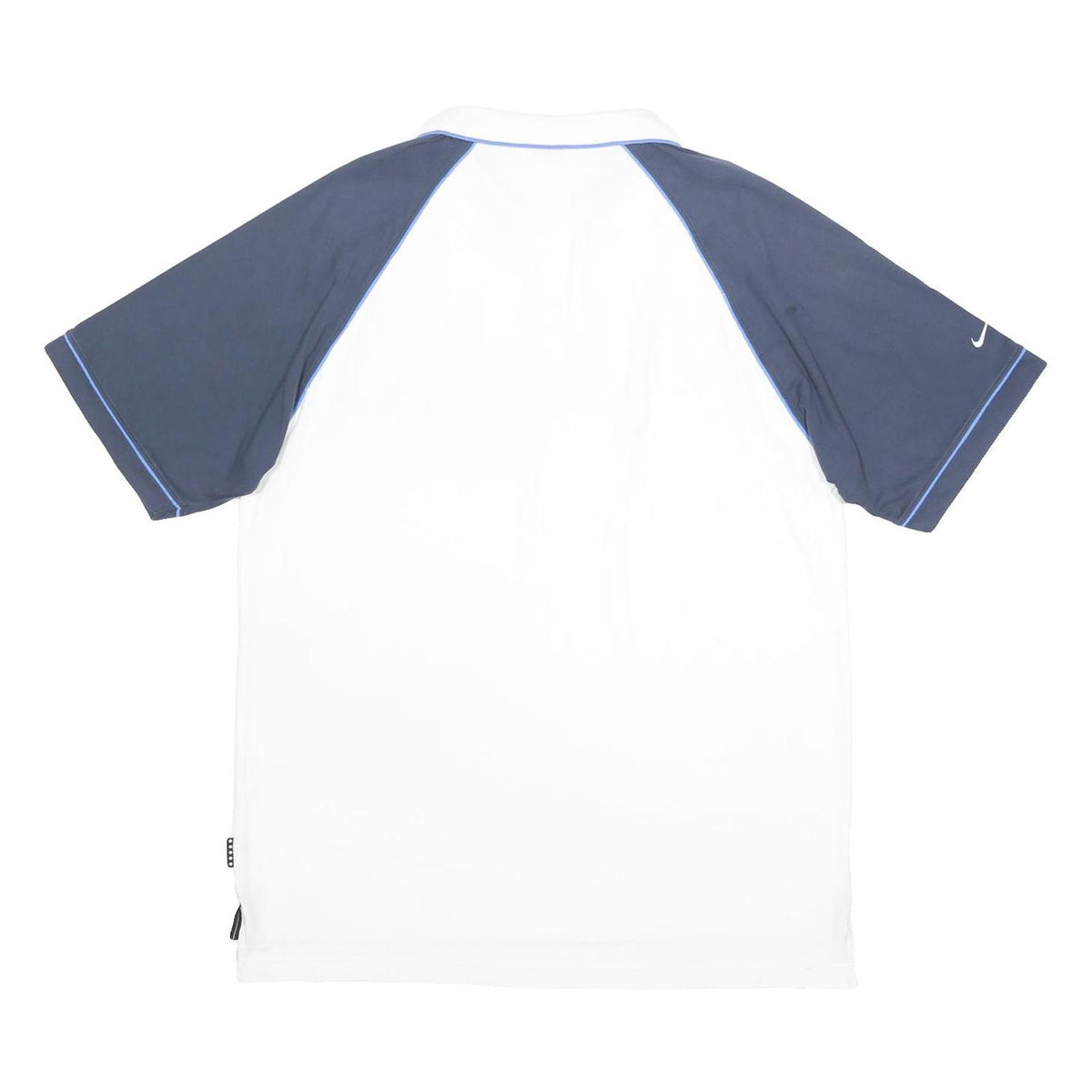 NIKE Court Mens White & Navy Polo Shirt XL Cotton Blend Basic Short Sleeve