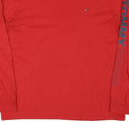 TOMMY JEANS Womens Red Long Sleeve Crew Neck Logo Cotton Blend L T-Shirt