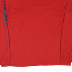 TOMMY JEANS Womens Red Long Sleeve Crew Neck Logo Cotton Blend L T-Shirt