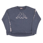 KAPPA Womens Blue Sweatshirt XL Crew Neck Cotton Blend Logo Tape Sleeve Casual
