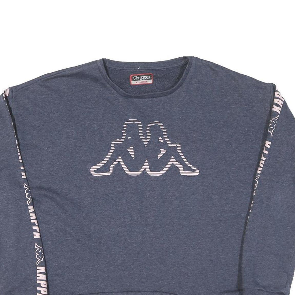 KAPPA Womens Blue Sweatshirt XL Crew Neck Cotton Blend Logo Tape Sleeve Casual