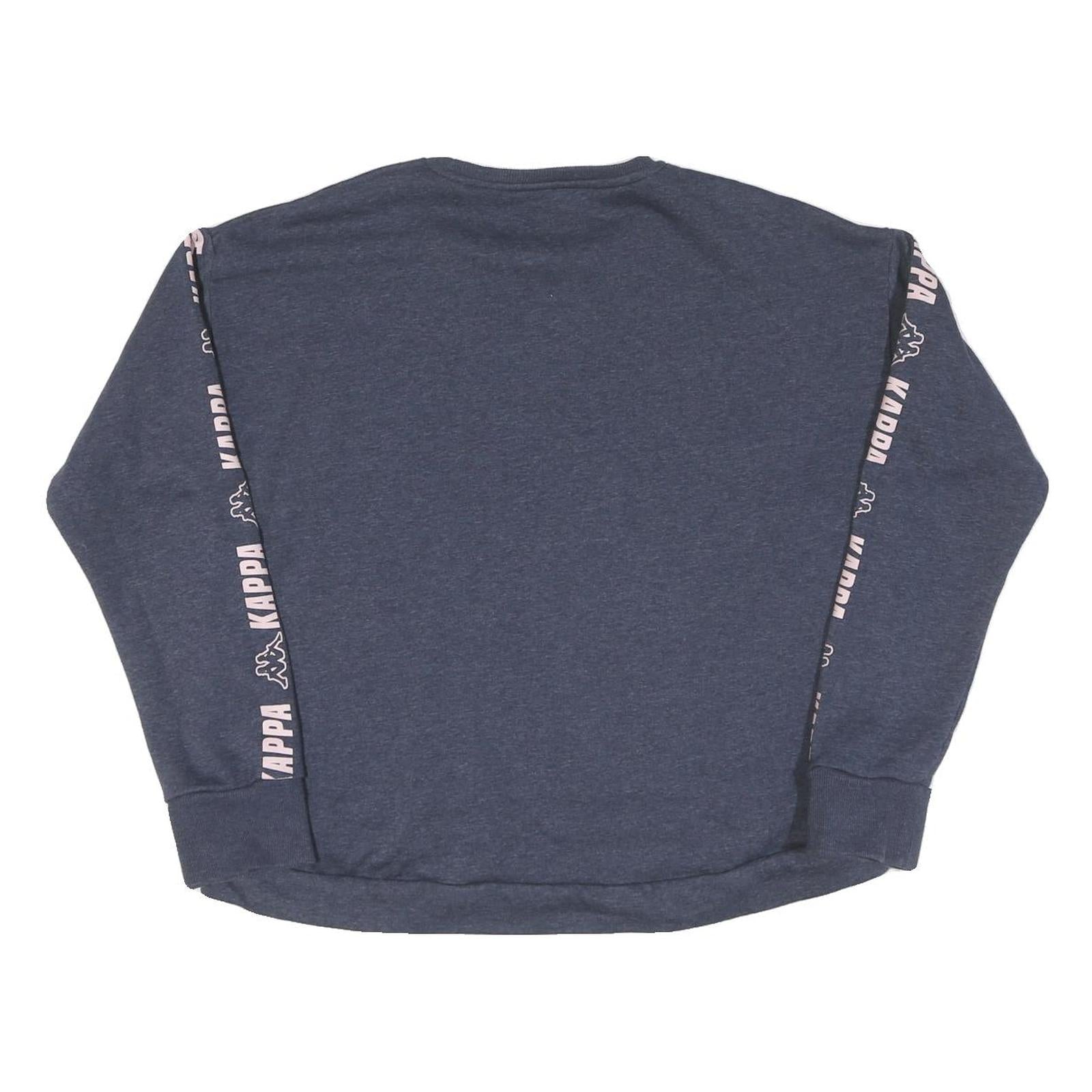 KAPPA Womens Blue Sweatshirt XL Crew Neck Cotton Blend Logo Tape Sleeve Casual