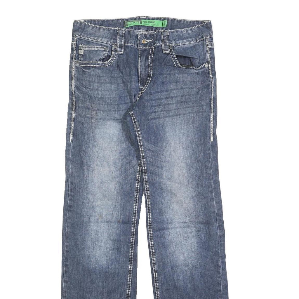 ROCK & ROLL Mens Jeans Blue Regular Straight Denim Medium W30 L34 Casual Wear