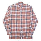 Mens Orange & Navy Check Cotton Blend Shirt M Casual Long Sleeve Button