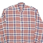 Mens Orange & Navy Check Cotton Blend Shirt M Casual Long Sleeve Button
