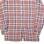 Mens Orange & Navy Check Cotton Blend Shirt M Casual Long Sleeve Button