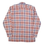 Mens Orange & Navy Check Cotton Blend Shirt M Casual Long Sleeve Button