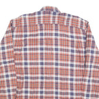 Mens Orange & Navy Check Cotton Blend Shirt M Casual Long Sleeve Button