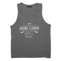 PIERRE CARDIN Mens Grey Graphic Vest L Sleeveless Crew Neck Cotton Blend