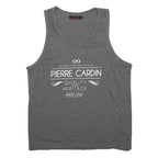PIERRE CARDIN Mens Grey Graphic Vest L Sleeveless Crew Neck Cotton Blend