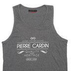 PIERRE CARDIN Mens Grey Graphic Vest L Sleeveless Crew Neck Cotton Blend