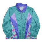 CLIMATE ZONE Womens Green & Purple Nylon Oversized Zip Jacket Colourblock 2XL