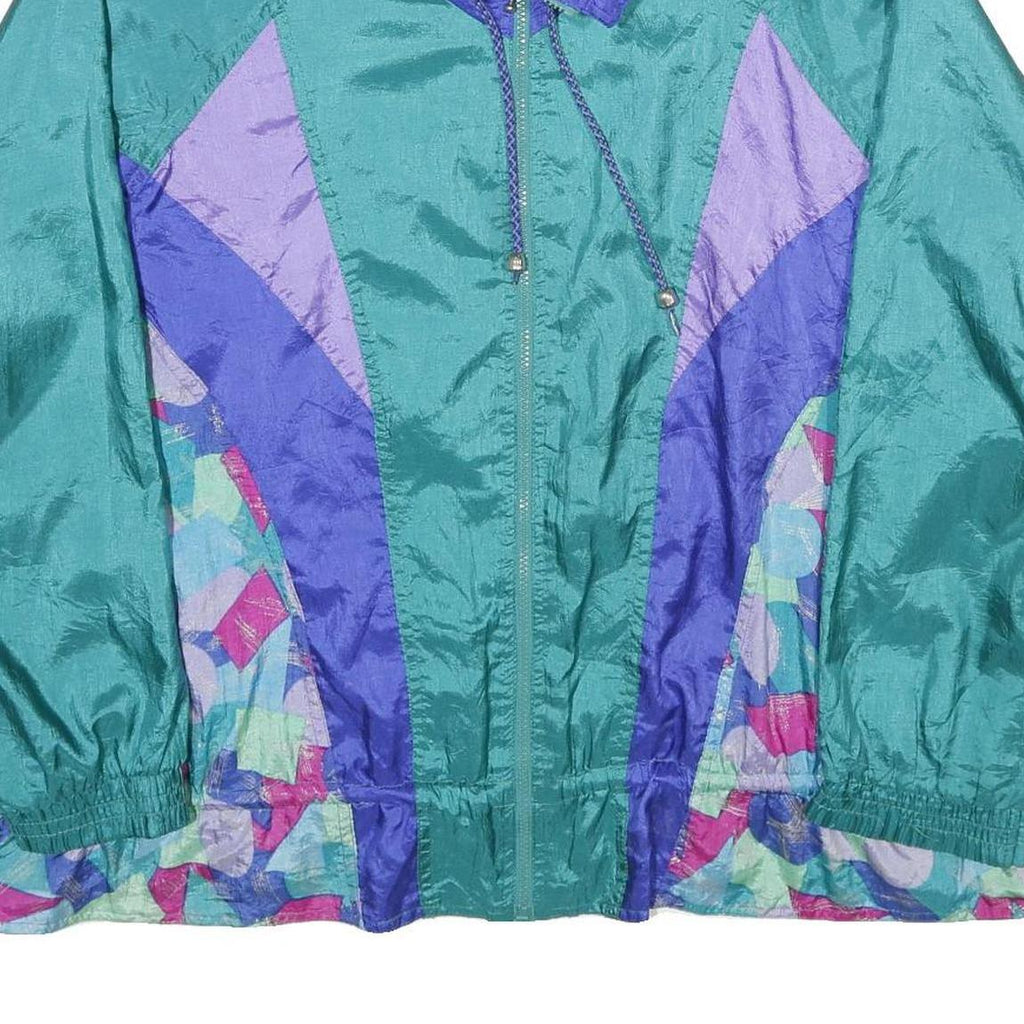 CLIMATE ZONE Womens Green & Purple Nylon Oversized Zip Jacket Colourblock 2XL