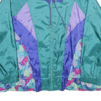 CLIMATE ZONE Womens Green & Purple Nylon Oversized Zip Jacket Colourblock 2XL