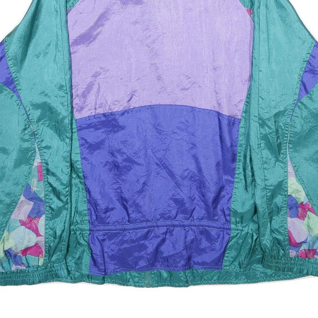 CLIMATE ZONE Womens Green & Purple Nylon Oversized Zip Jacket Colourblock 2XL