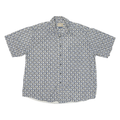 NATURAL ISSUE Mens Blue & Cream Pattern Cotton Blend Shirt XL Casual Short