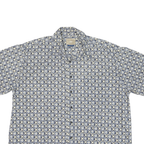 NATURAL ISSUE Mens Blue & Cream Pattern Cotton Blend Shirt XL Casual Short