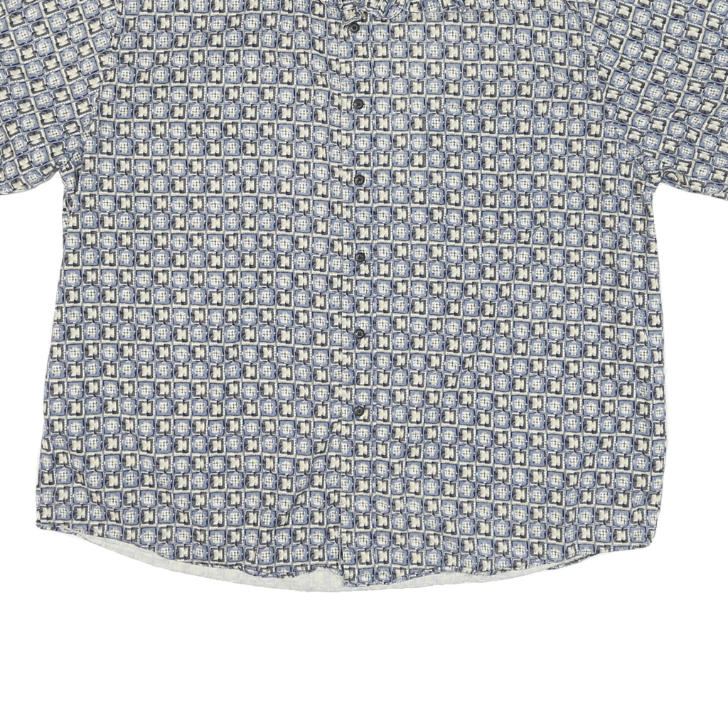 NATURAL ISSUE Mens Blue & Cream Pattern Cotton Blend Shirt XL Casual Short