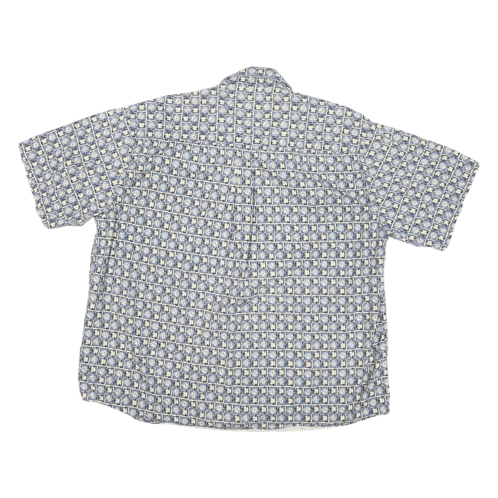 NATURAL ISSUE Mens Blue & Cream Pattern Cotton Blend Shirt XL Casual Short