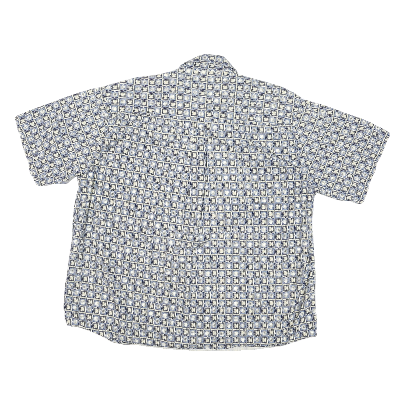 NATURAL ISSUE Mens Blue & Cream Pattern Cotton Blend Shirt XL Casual Short