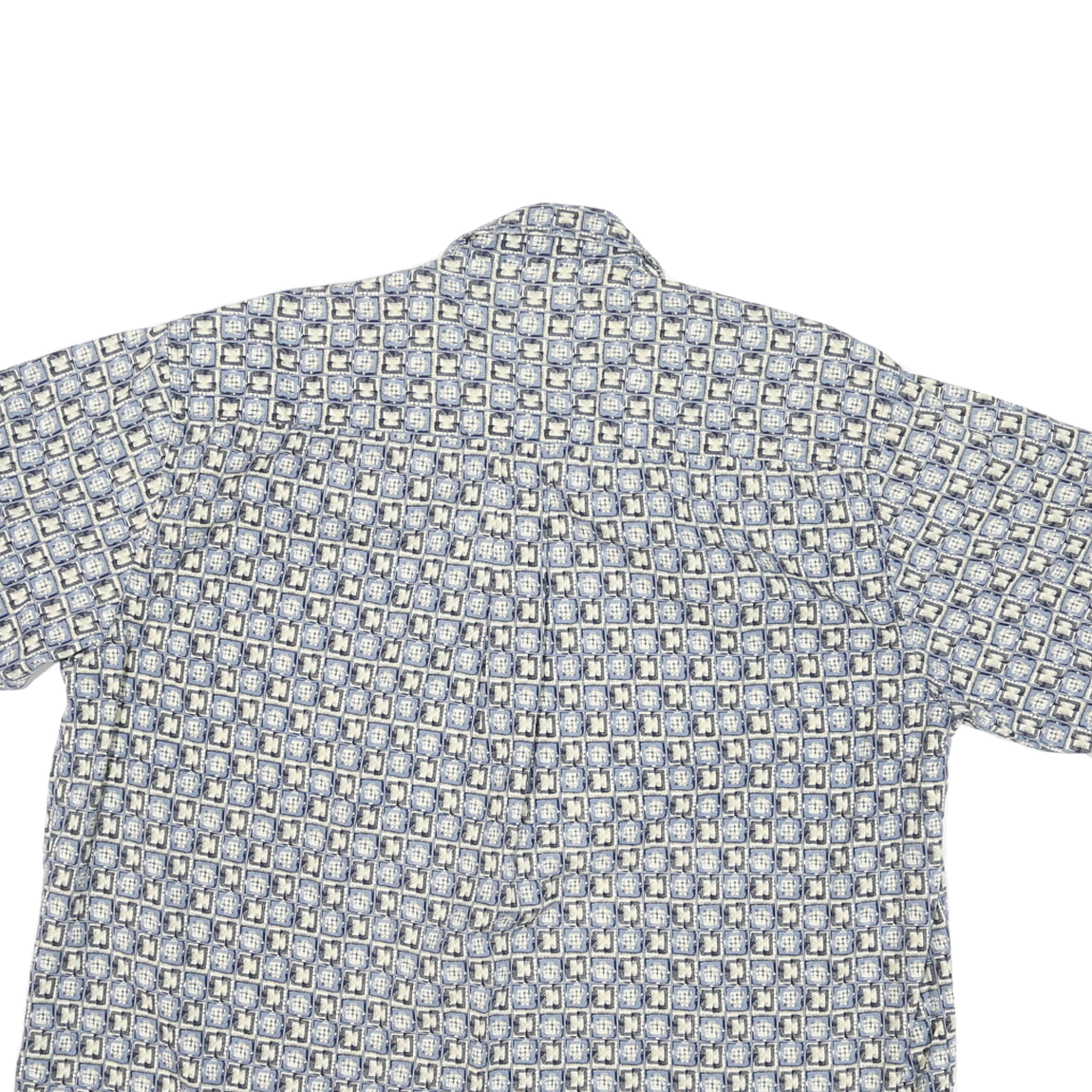 NATURAL ISSUE Mens Blue & Cream Pattern Cotton Blend Shirt XL Casual Short