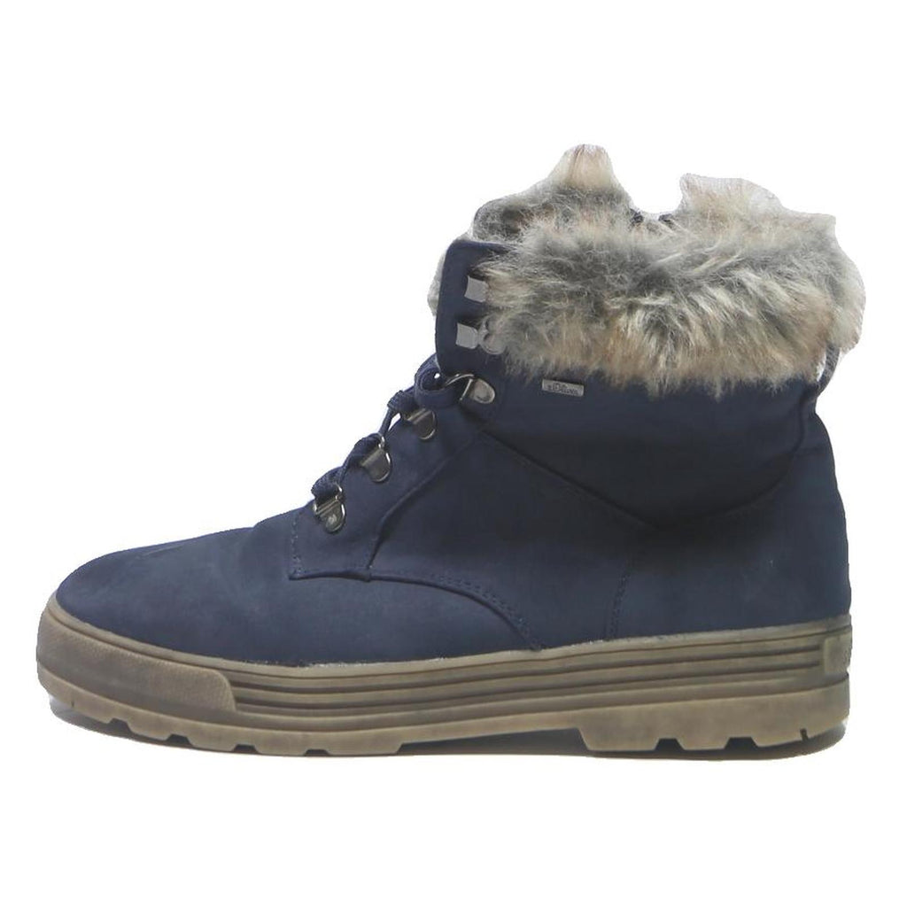 S.OLIVER Womens Blue Ankle Boots Synthetic UK 8 Faux Fur Collar Winter Warm