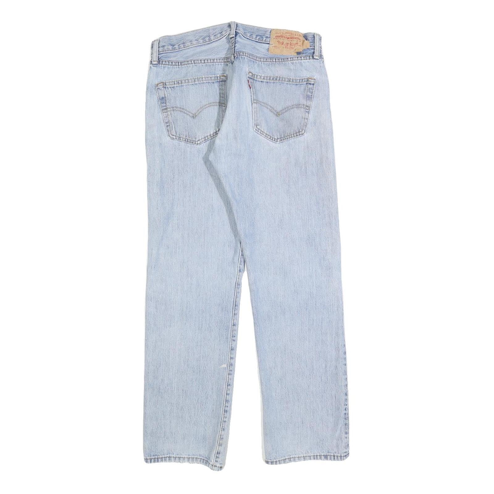 LEVI'S 501 Mens Jeans Blue Regular Straight Denim Light W32 L30 Classic Button